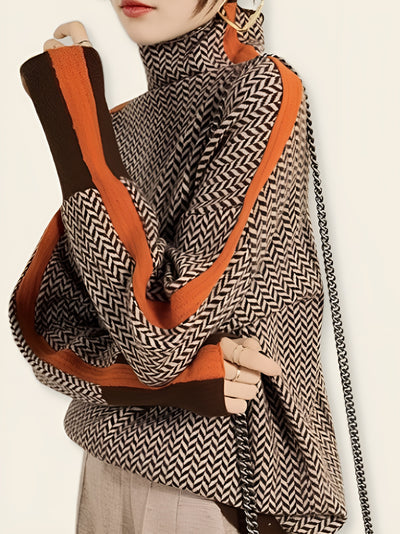 Livia™ | Maglione a Maglia con Colori a Contrasto