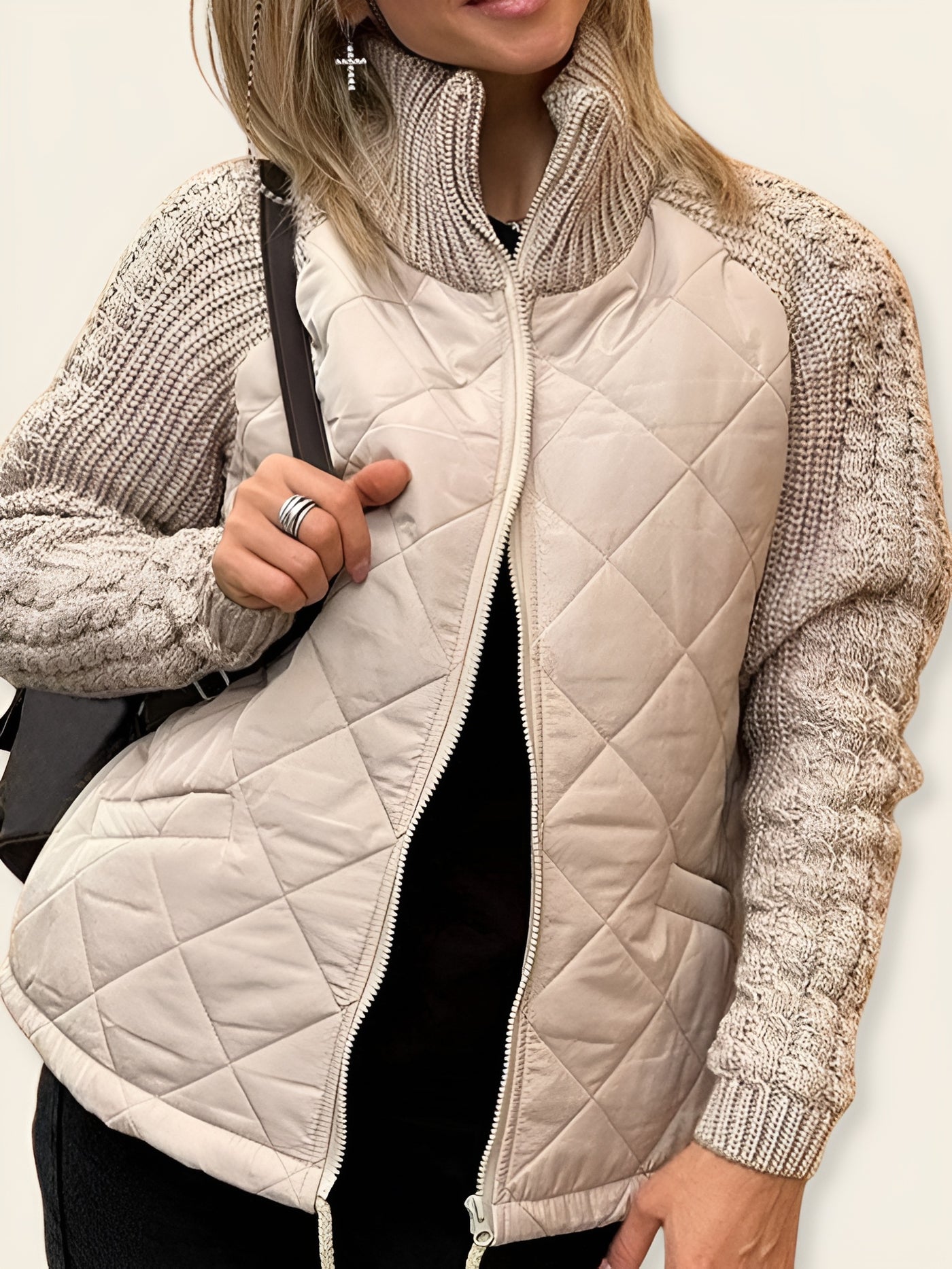 Rosa™ | Giacca Trapuntata con Maniche a Maglia