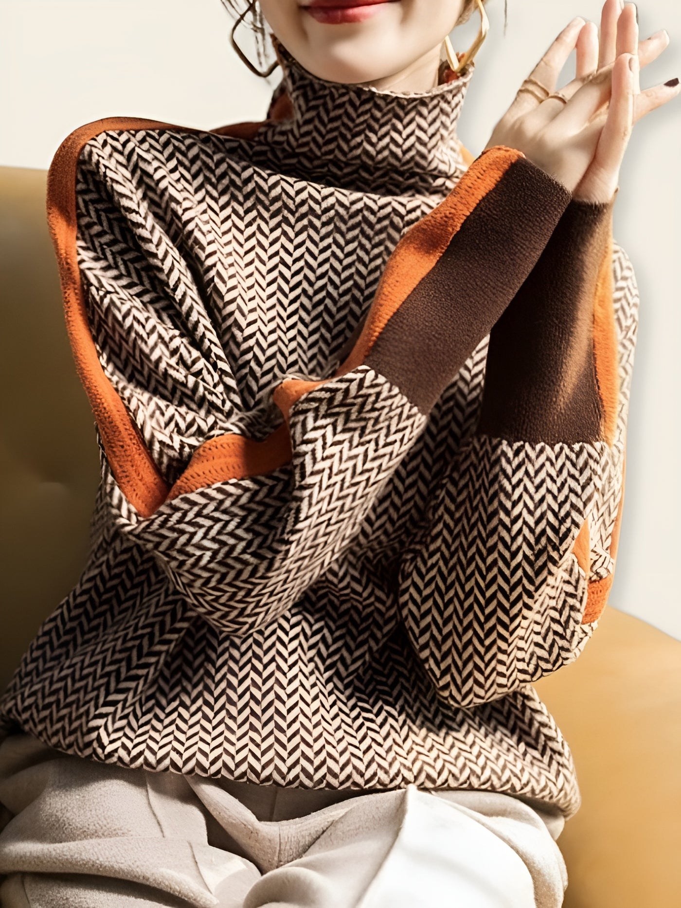 Livia™ | Maglione a Maglia con Colori a Contrasto