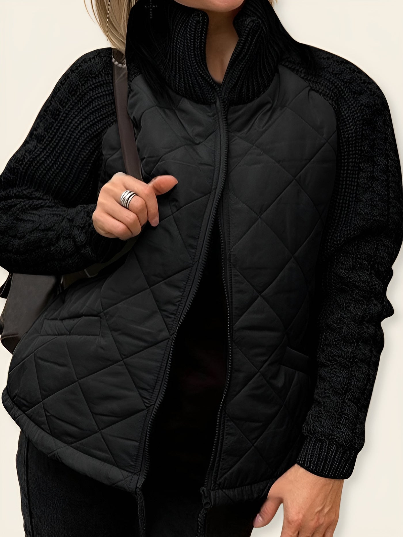 Rosa™ | Giacca Trapuntata con Maniche a Maglia