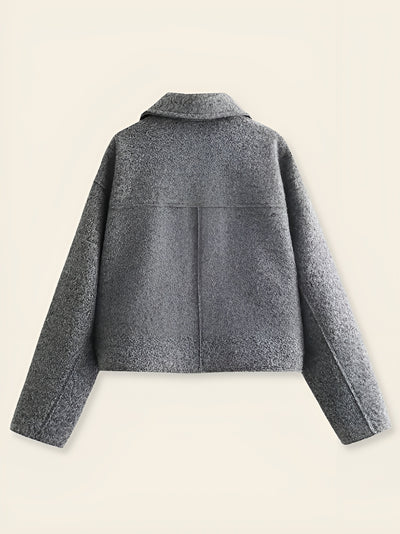 Sara™ | Giacca Cropped Bouclé Grigia