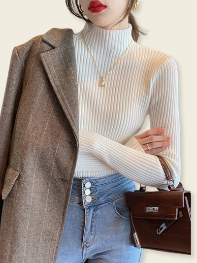 Laura™ | Maglione a Coste con Collo Alto