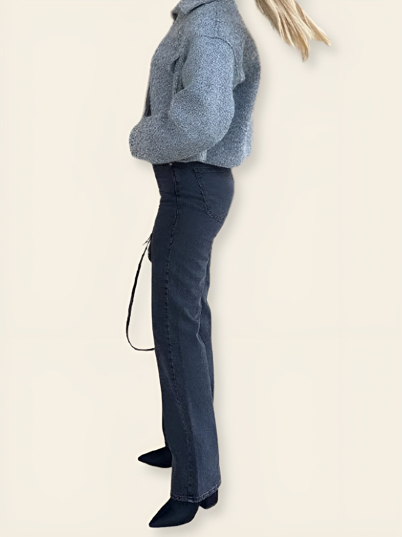 Sara™ | Giacca Cropped Bouclé Grigia