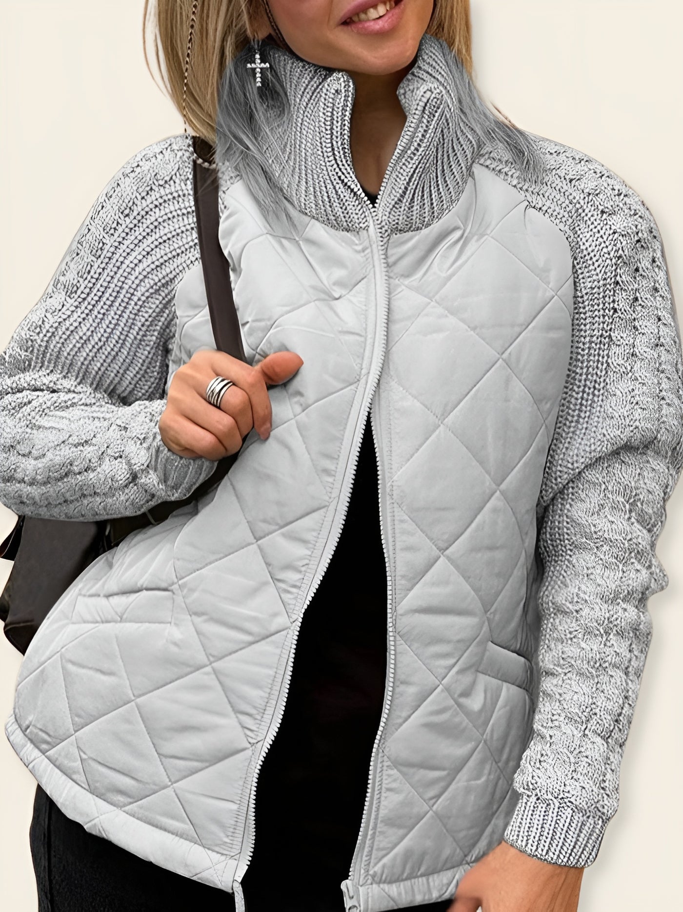 Rosa™ | Giacca Trapuntata con Maniche a Maglia