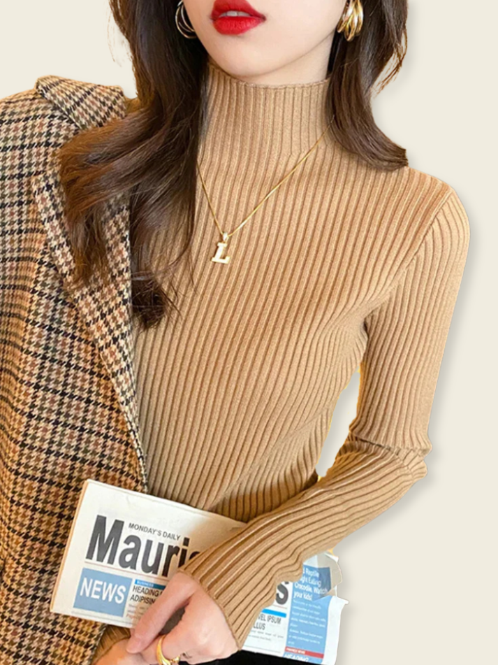 Laura™ | Maglione a Coste con Collo Alto