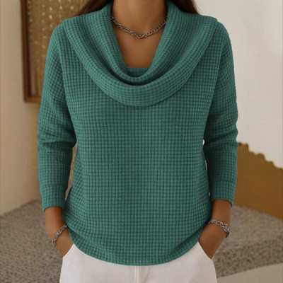 Nora™ | Maglione con Collo a Cascata in Tessuto a Nido d’Ape