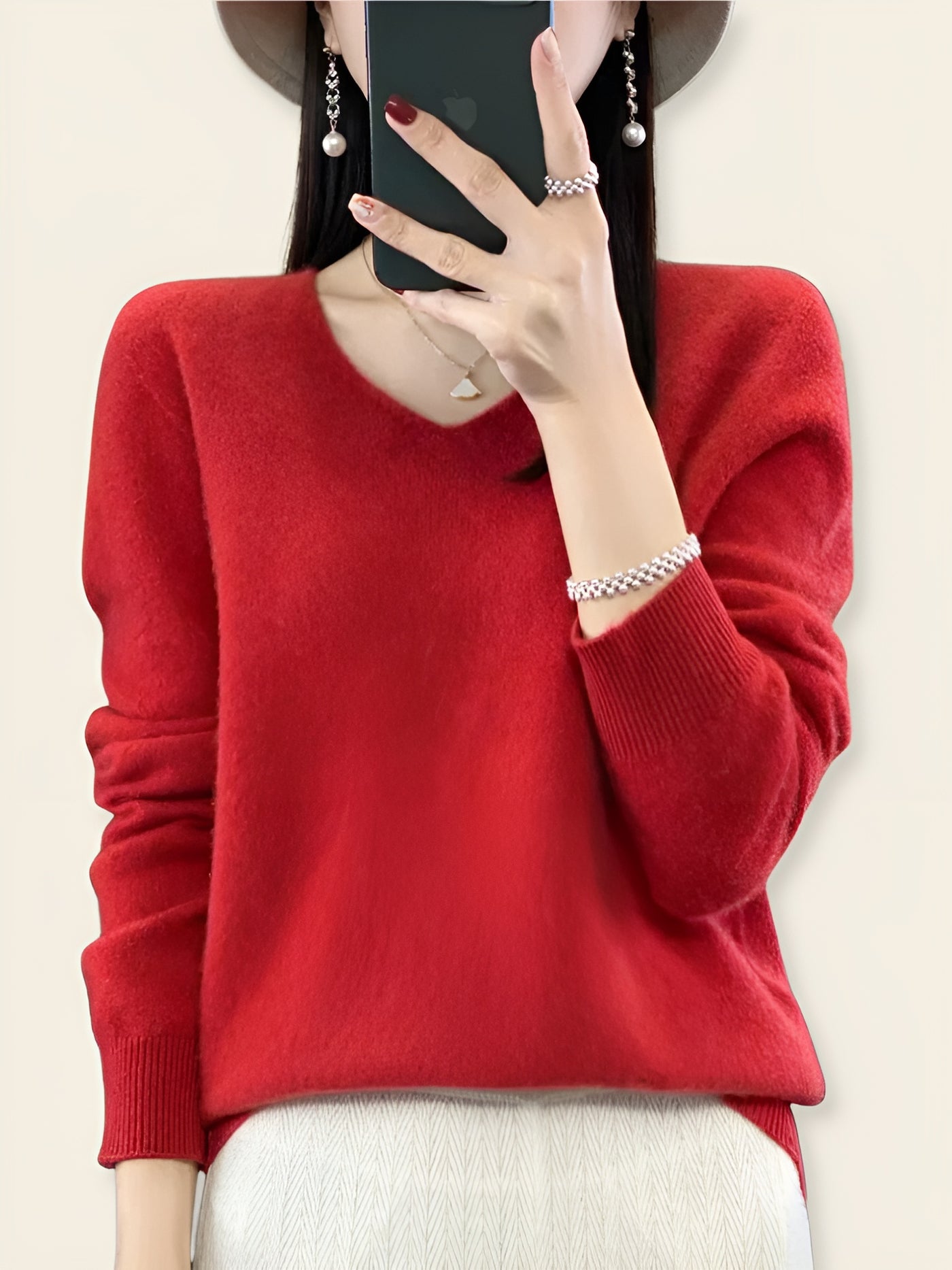 Beatrice™ | Maglione in Lana Merino con Scollo a V