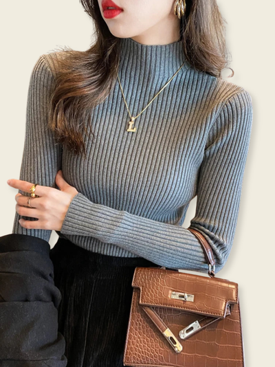 Laura™ | Maglione a Coste con Collo Alto