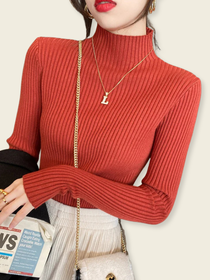 Laura™ | Maglione a Coste con Collo Alto