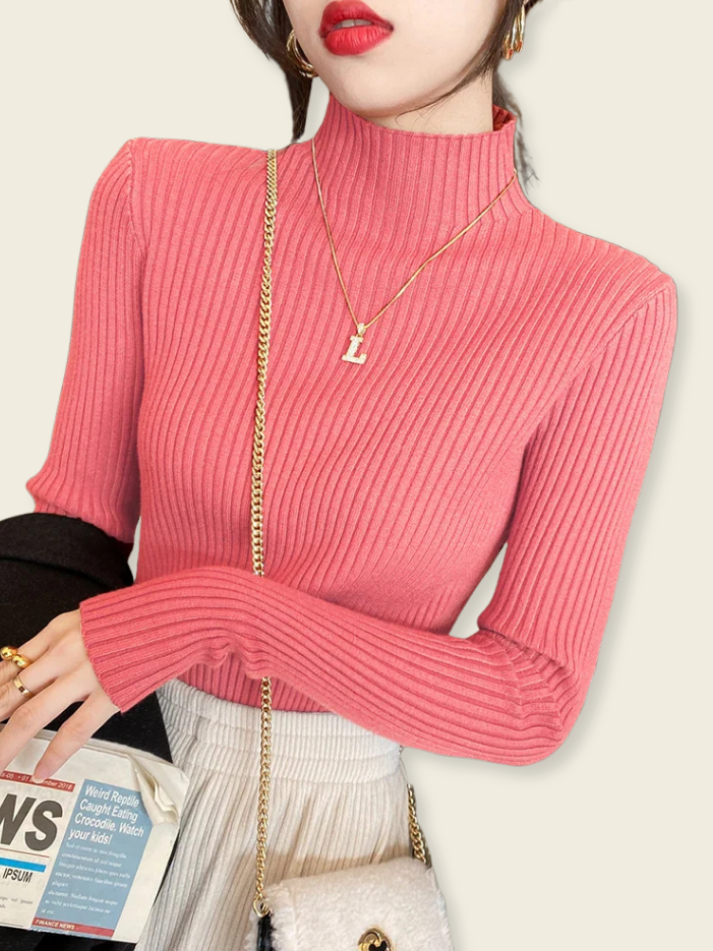 Laura™ | Maglione a Coste con Collo Alto