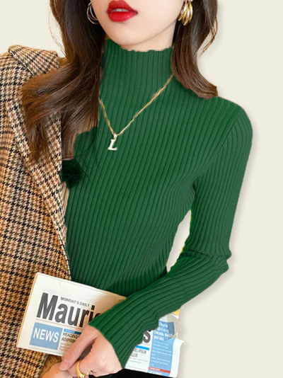 Laura™ | Maglione a Coste con Collo Alto