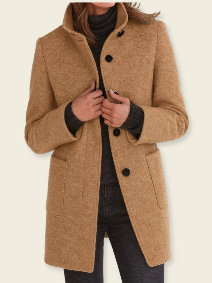 Elena™ | Cappotto di Lana con Collo Alto