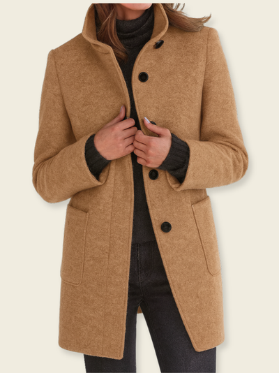 Elena™ | Cappotto di Lana con Collo Alto