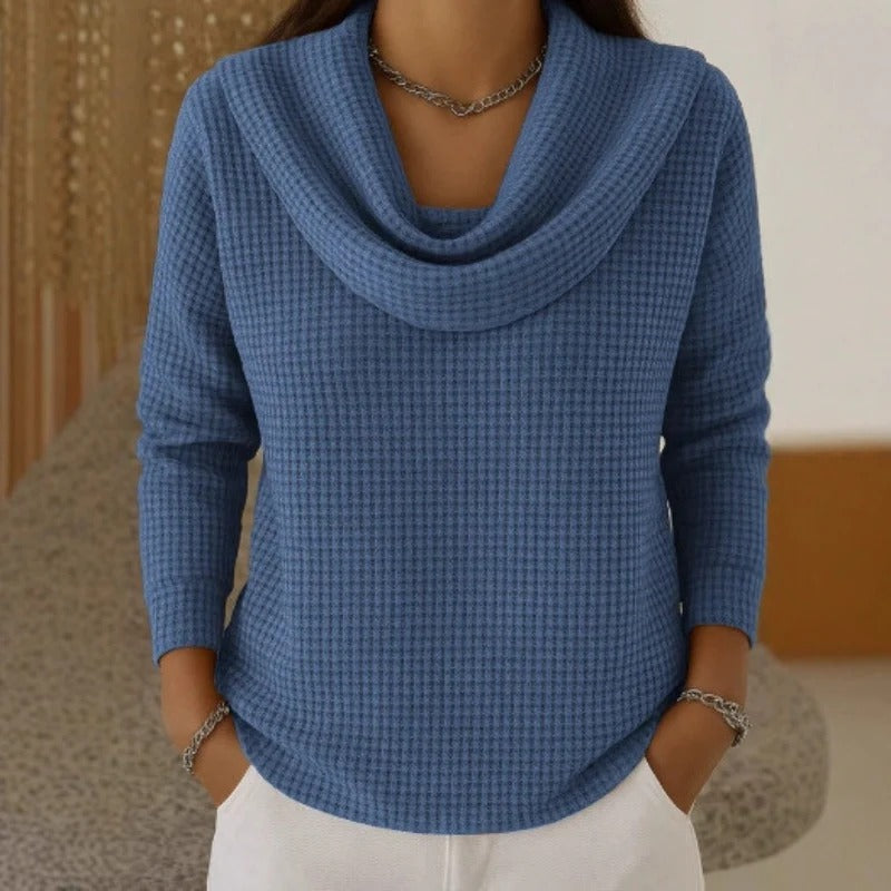Nora™ | Maglione con Collo a Cascata in Tessuto a Nido d’Ape