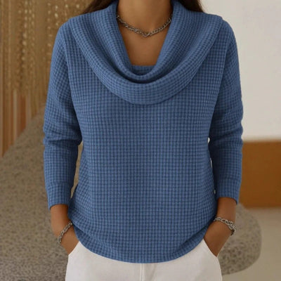 Nora™ | Maglione con Collo a Cascata in Tessuto a Nido d’Ape